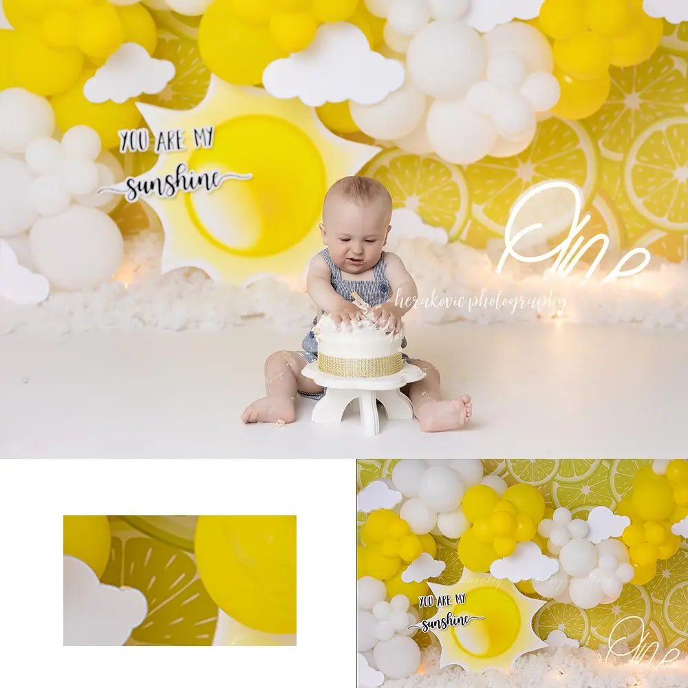 Sunshine Lemon Photography Backdrop Kids Baby Cake Smash Photocall Decors Balloon Arch Child Girls Birthday Studio Backgrounds