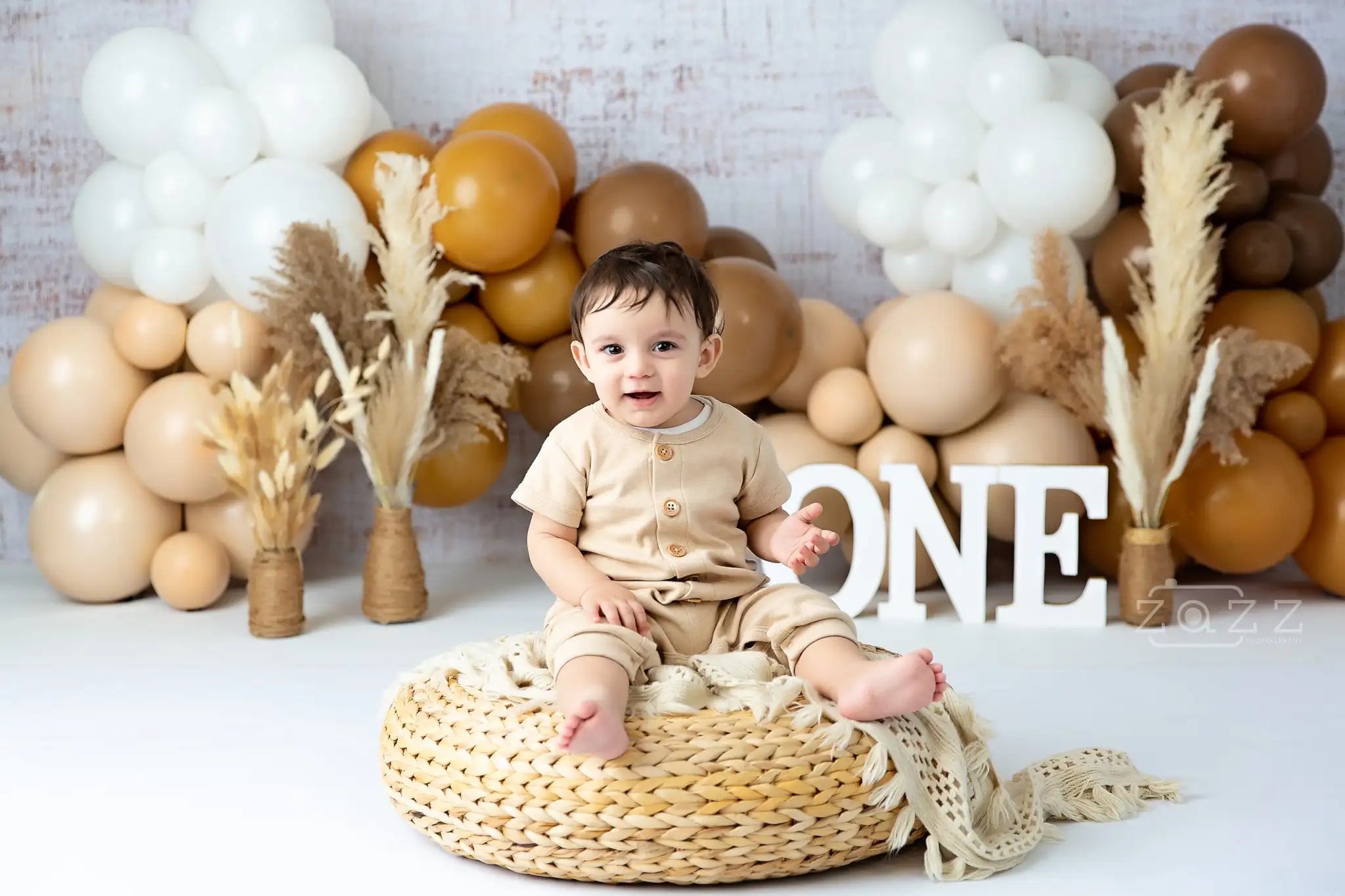 Boho Balloons Backdrop Brick Wall Kids Baby Cake Smash Photocall Decors Child Boys Adult Birthday Studio Backgrounds