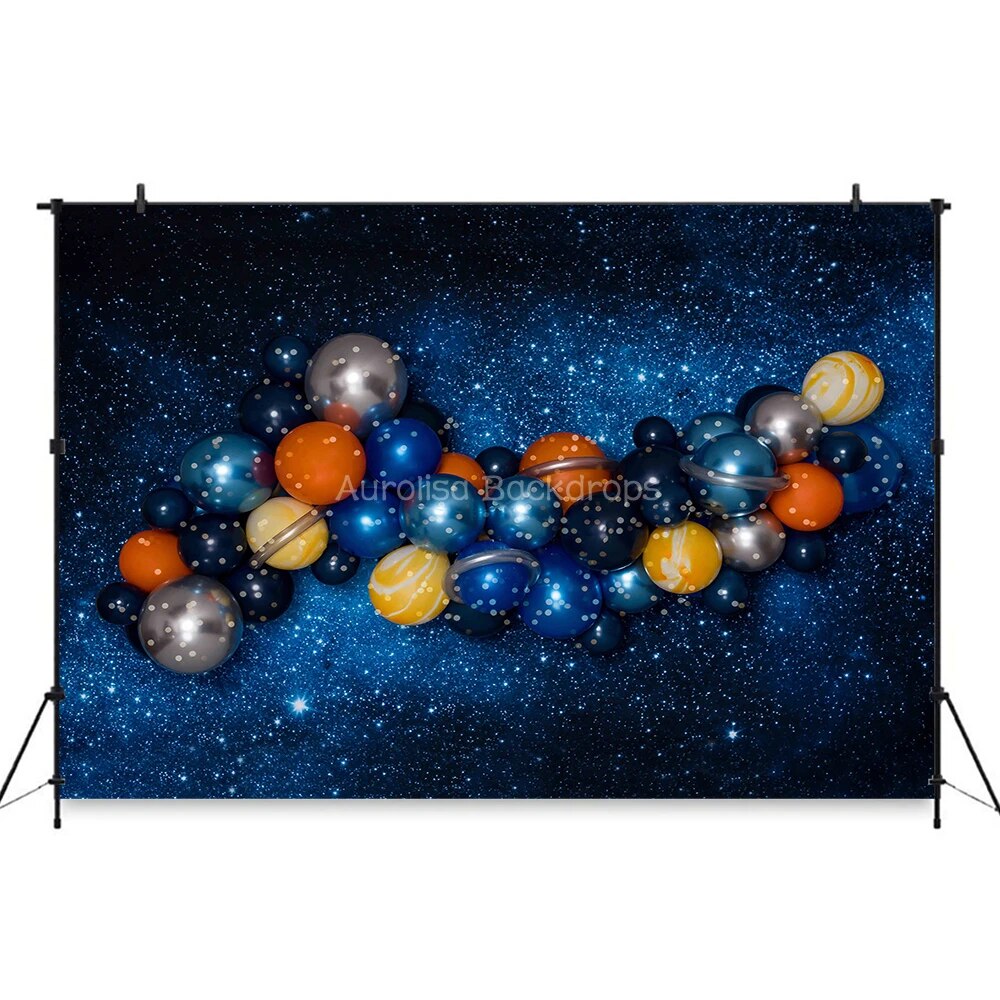 Space Astronaut Backdrops Kids Baby Photography Props Child Birthday Cake Smash Decors Universe Spaceship Background