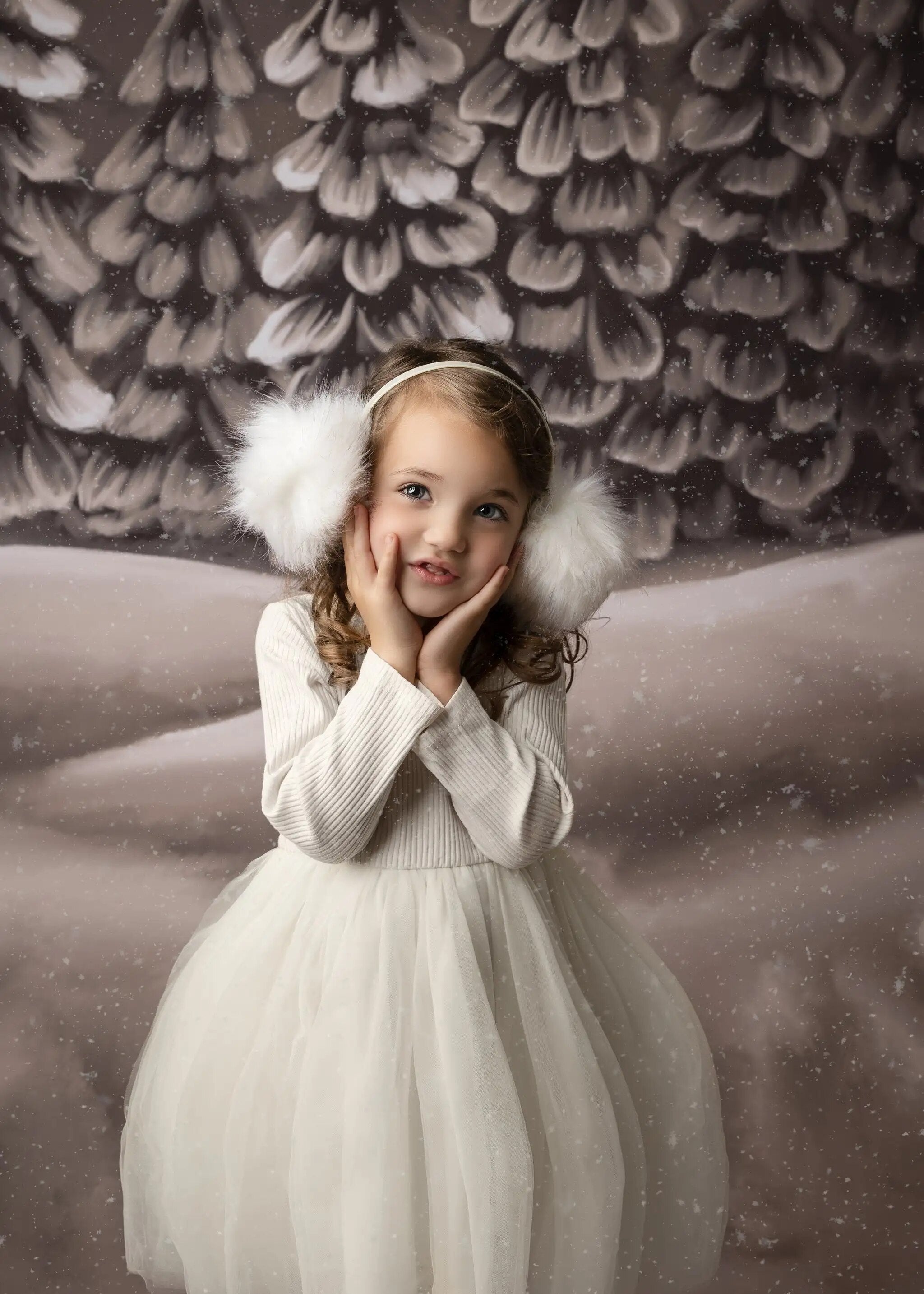 Winter Cocoa Forest Backdrops Adult Child Portrait Photography For Photostudio Snowflake Xmas Snowy Trees Background