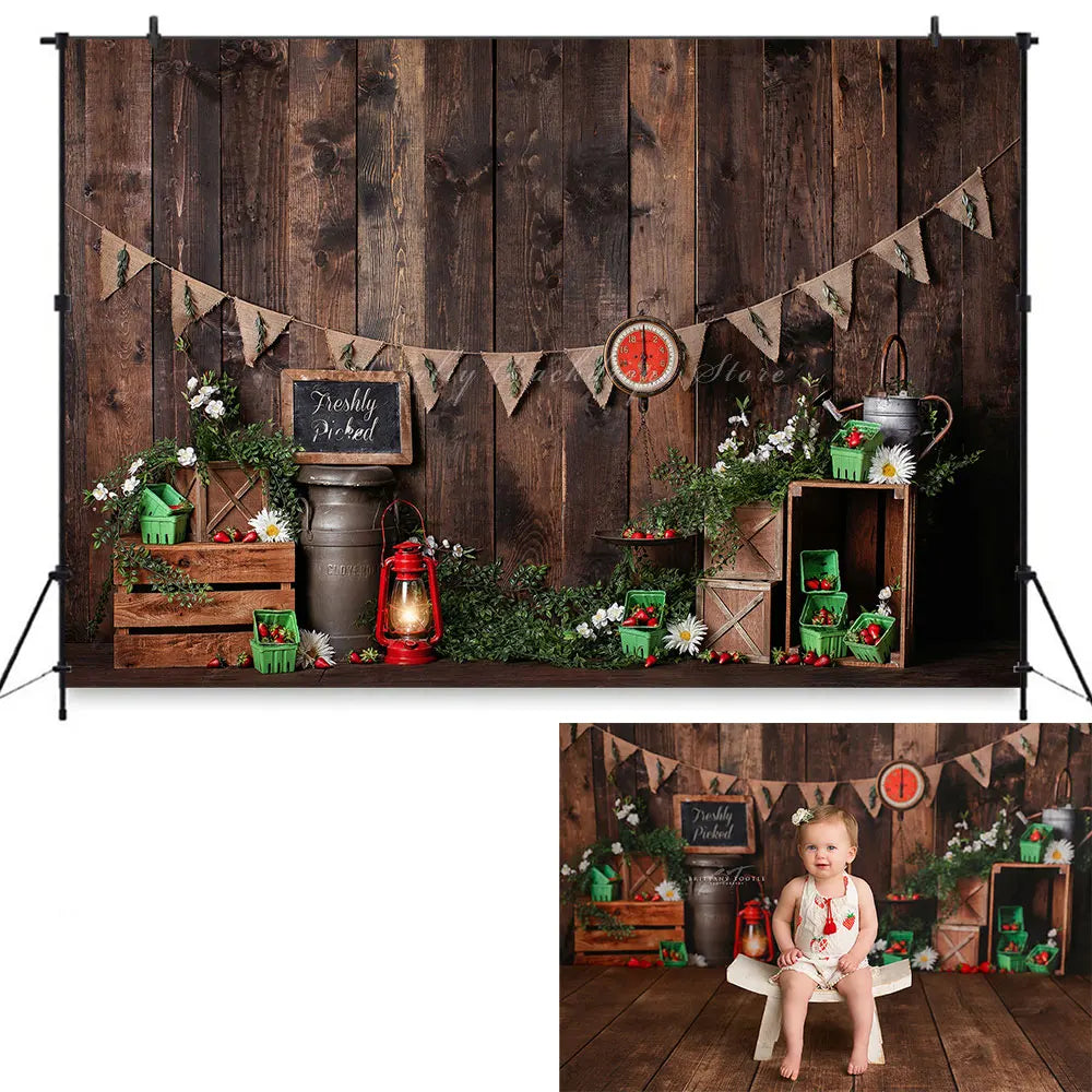 Farm Theme Backdrop Red Barn and Cow Kids Baby Cake Smash Photography Props Child Adult 1st Birthday Studio Backgrounds