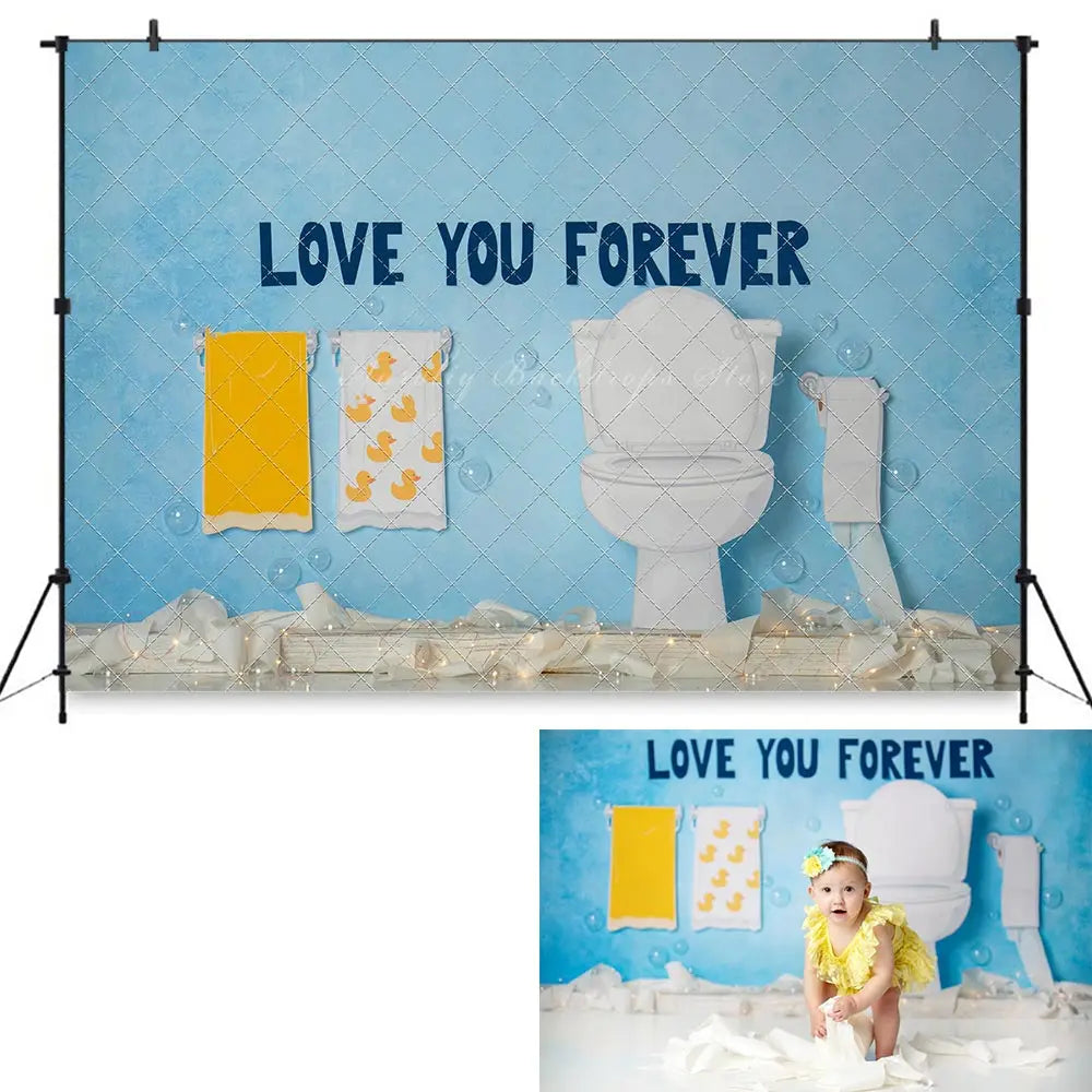 Washroom Backdrop Kids Baby Cake Smash Photography Props Child Adult Birthday Photo Shoot Backgrounds