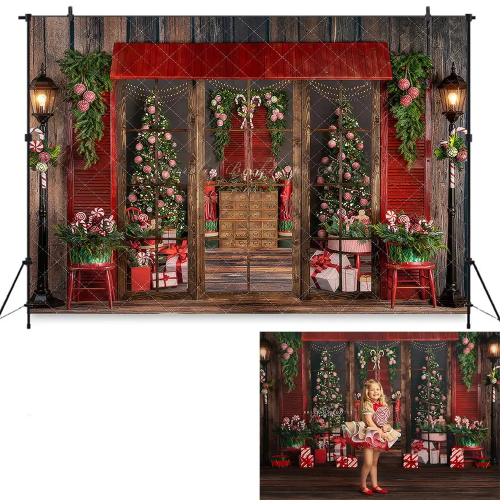 Santas Fireside Mantle Backdrop Child Adult Birthday Photo Shoot Backgrounds Kids Baby Cake Smash Photography Props