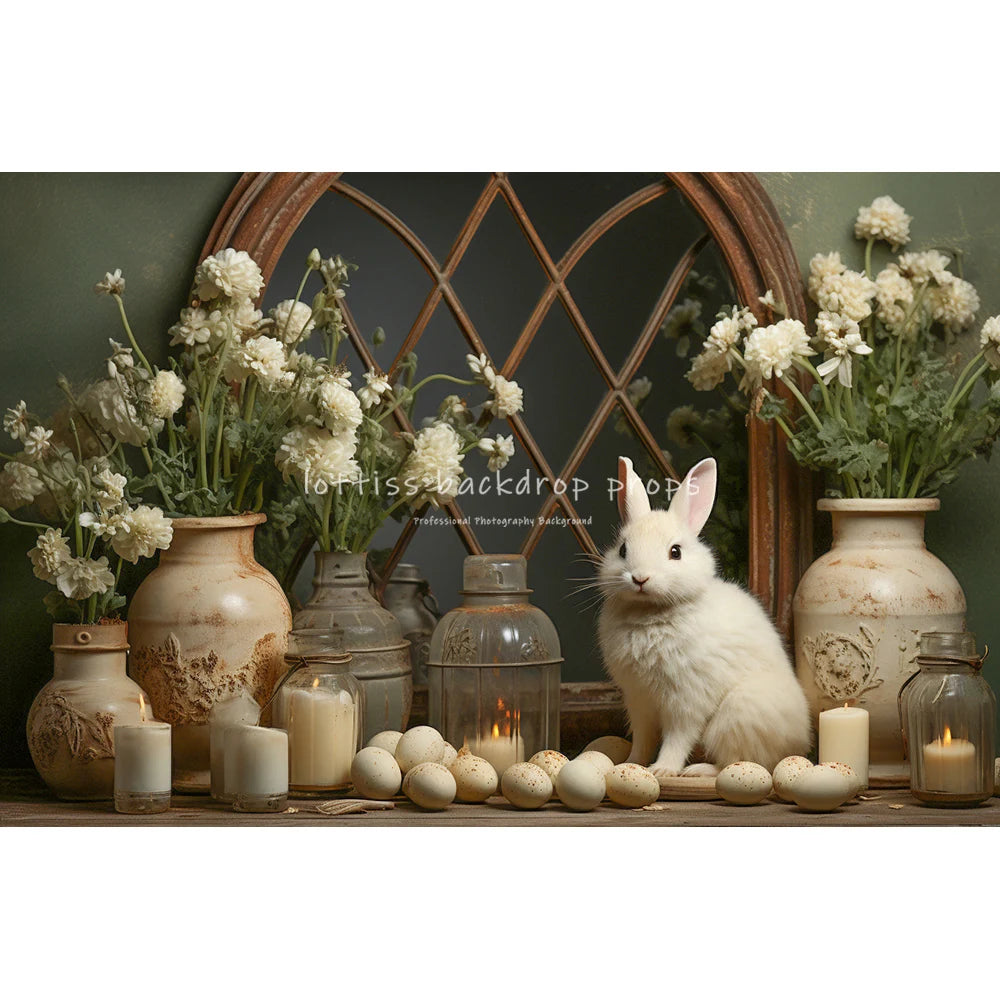 Easter Floral Bathroom With Bunny Backdrops Kids Baby Photography Child Adult Photocall Garden Flower Retro Wall Backgrounds