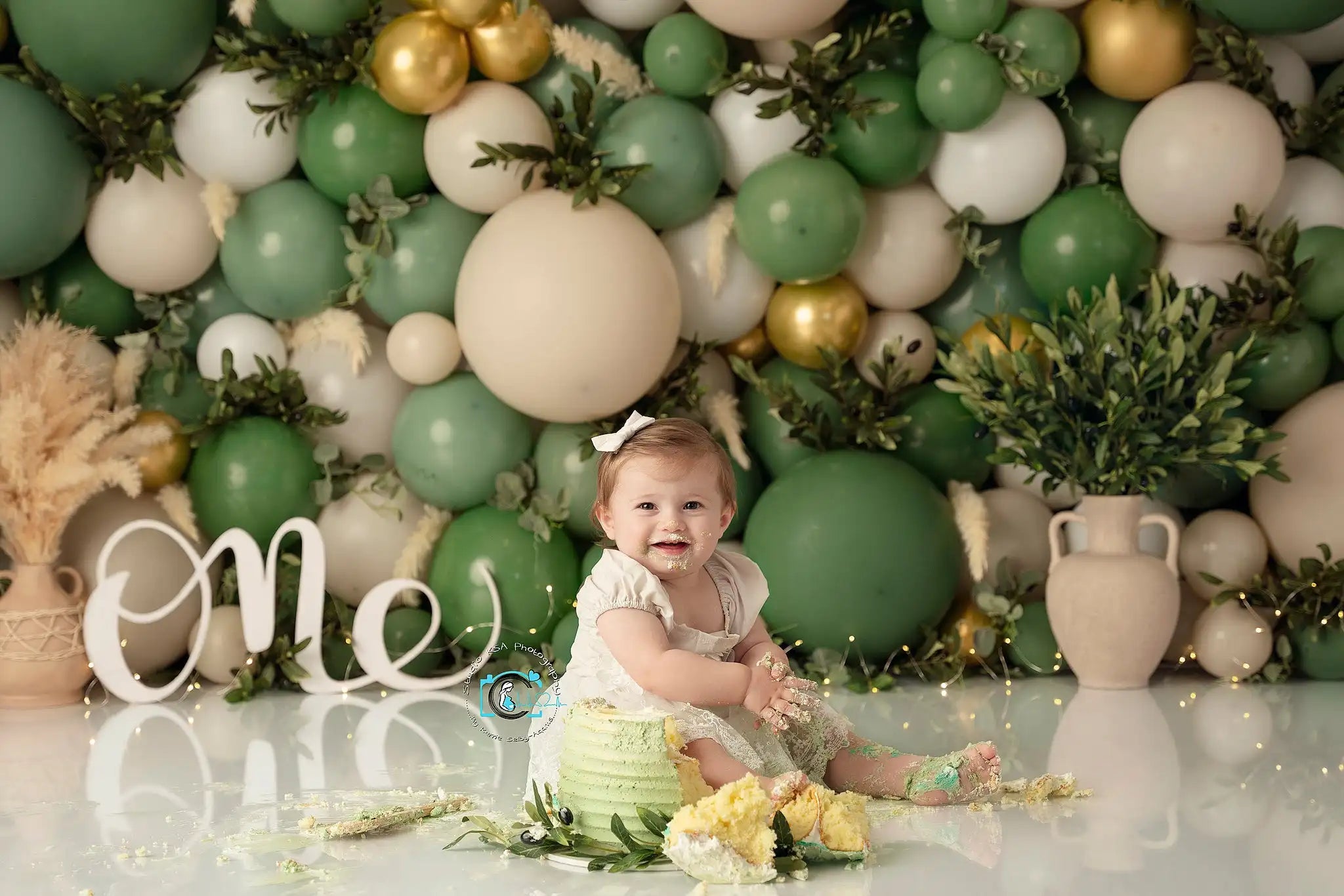 Olive Vines Balloon Wall Photography Backdrop Kids Baby Cake Smash Photocall Decors Girls Adult Birthday Studio Backgrounds