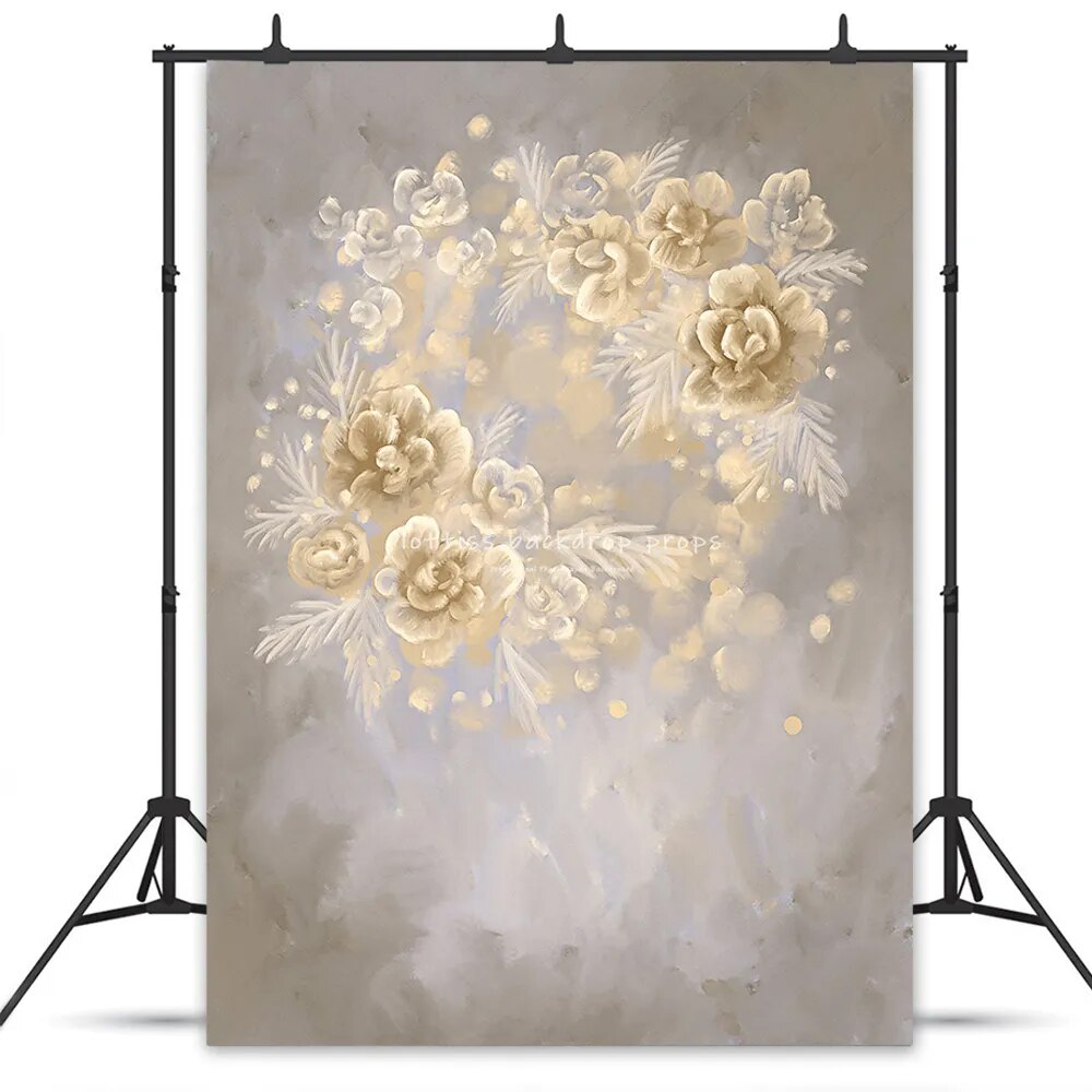 Arrière-plan Floral d'art d'hiver, accessoires de photographie pour enfants et adultes, décors de séance photo pour enfants et bébés, arrière-plan floral de noël professionnel 