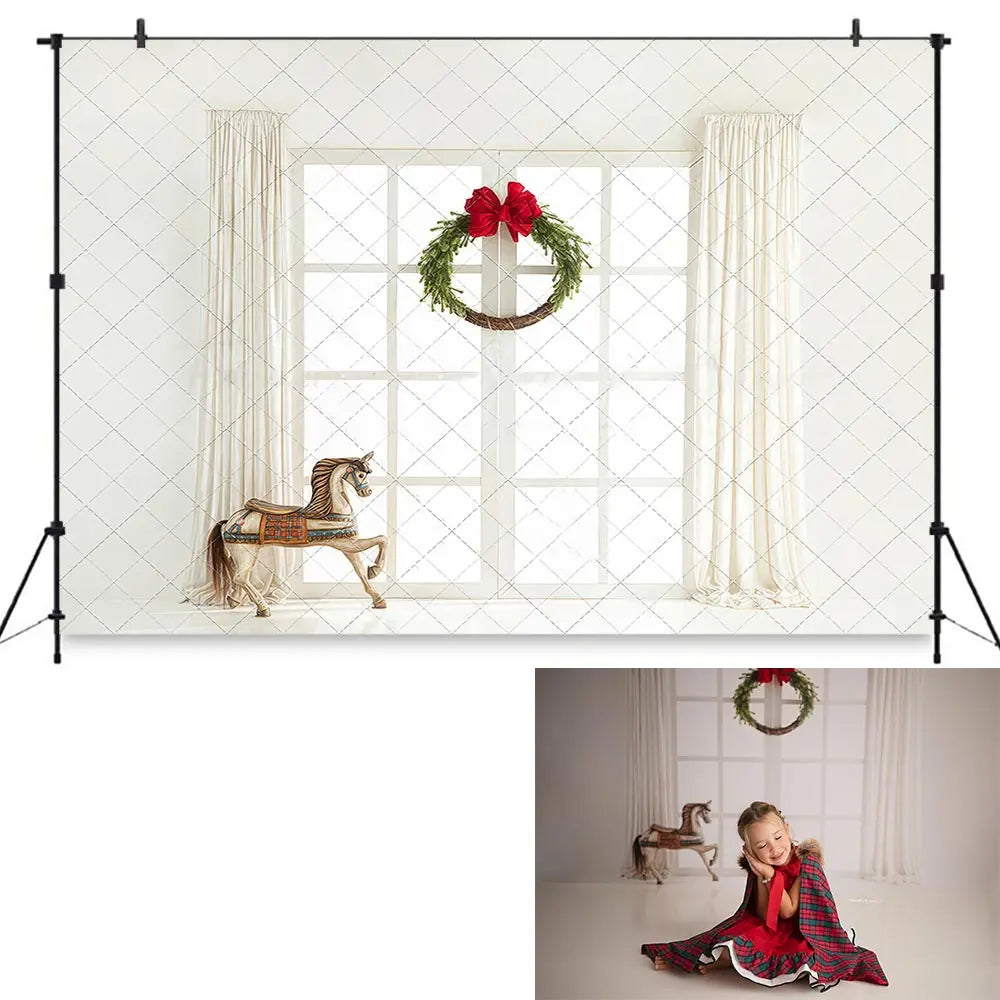 Christmas Backdrop Fireplace Xmas Trees Kids Baby Cake Smash Photography Props Child Adult Studio Photo Decor Backgrounds