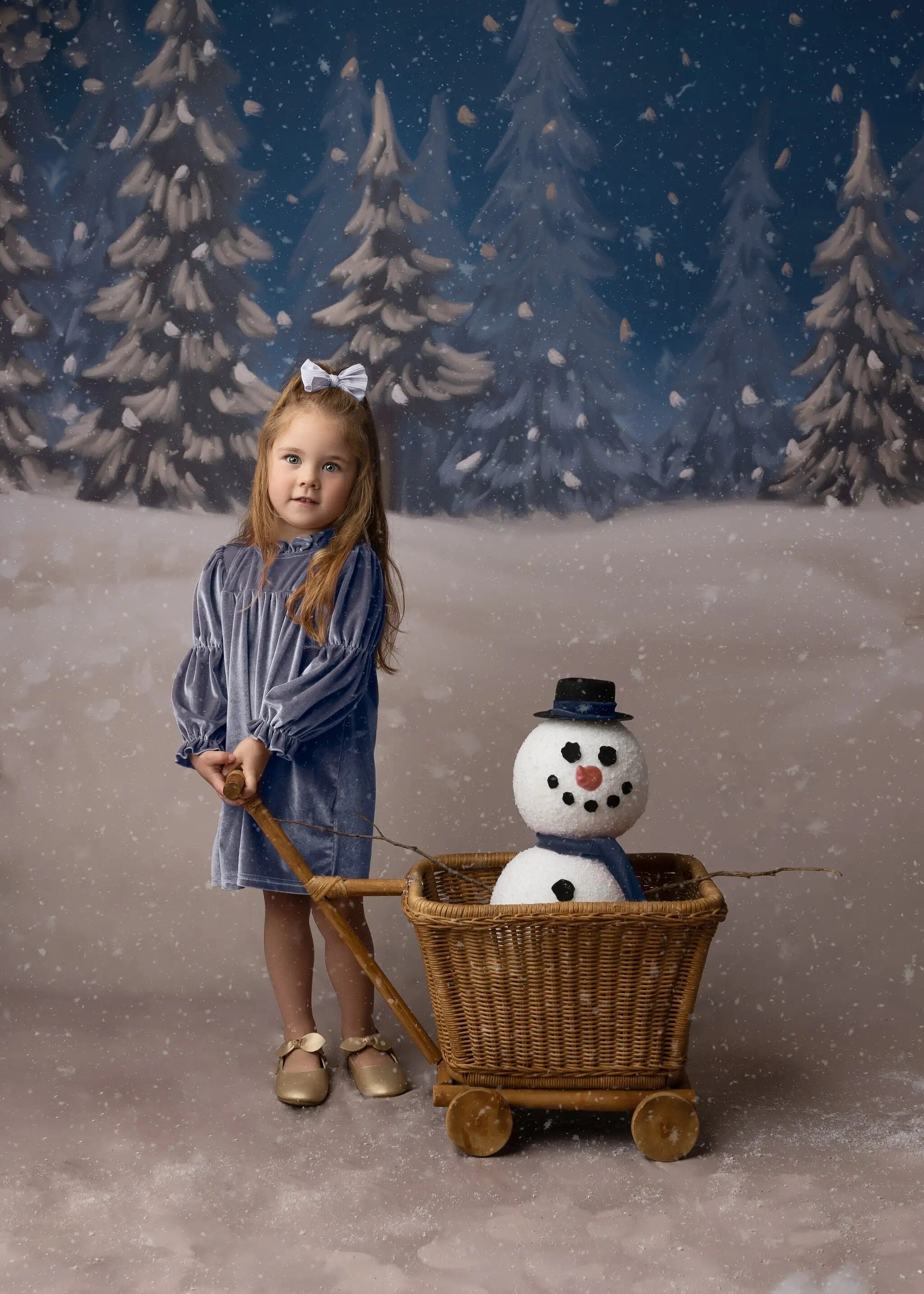 Arrière-plan de forêt enneigée, accessoires de Portrait de noël pour enfants et adultes, flocons de neige d'hiver, arrière-plan d'arbres au sol pour studio photo 