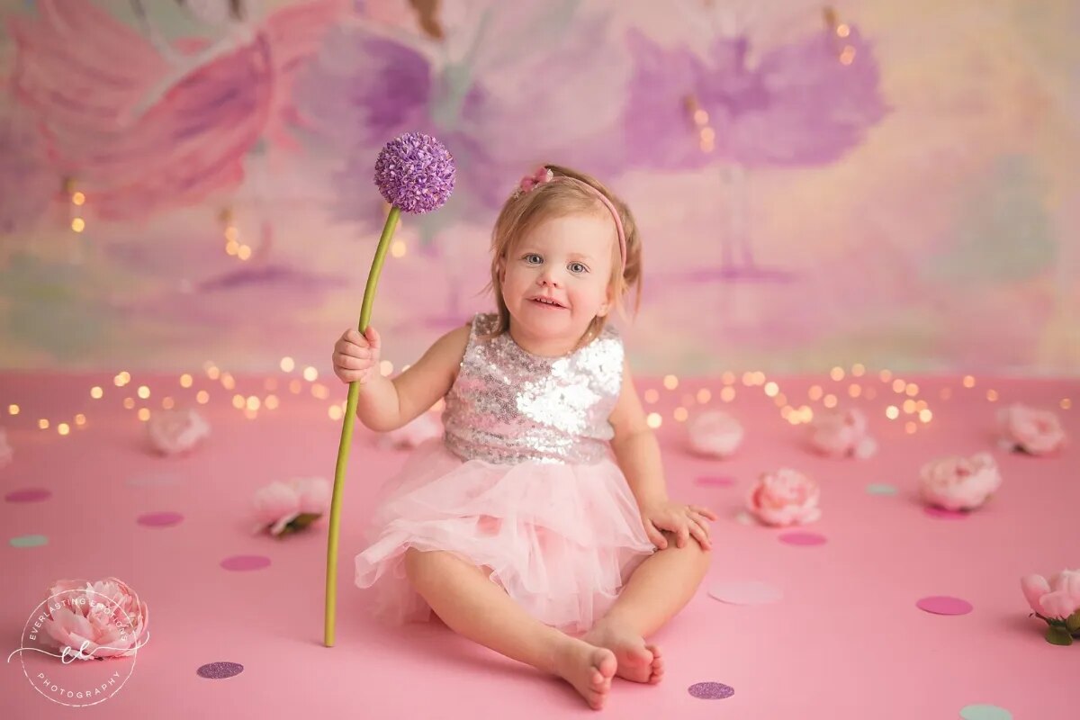 Ballerine fille photographie décors enfant anniversaire Cakesmash Photocall accessoires bébé enfants Ballet danse Portrait fond 