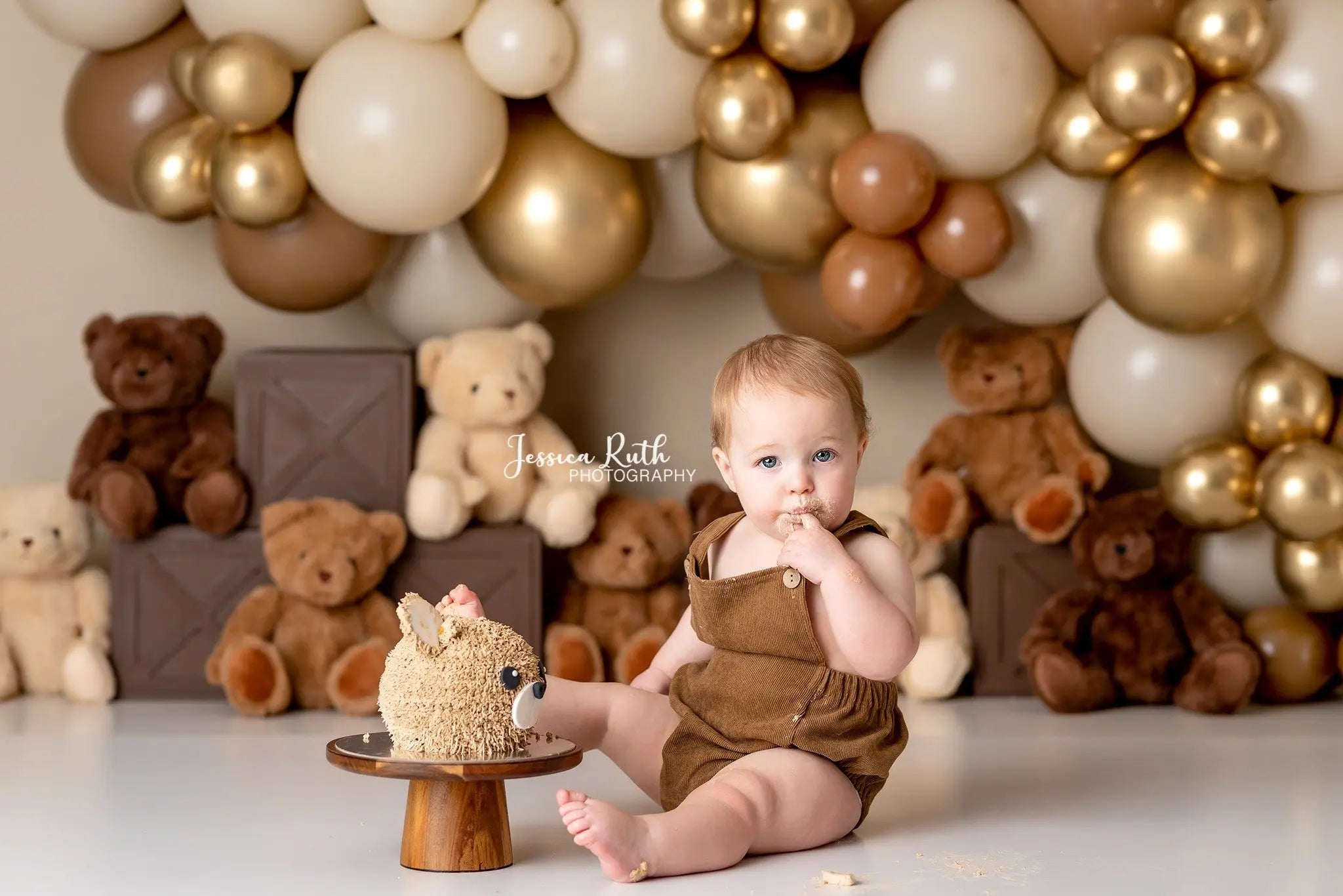 Sweet Bears Backdrop Kids Baby Cake Smash Photography Props Balloons Child Birthday Photocall Decors Studio Backgrounds