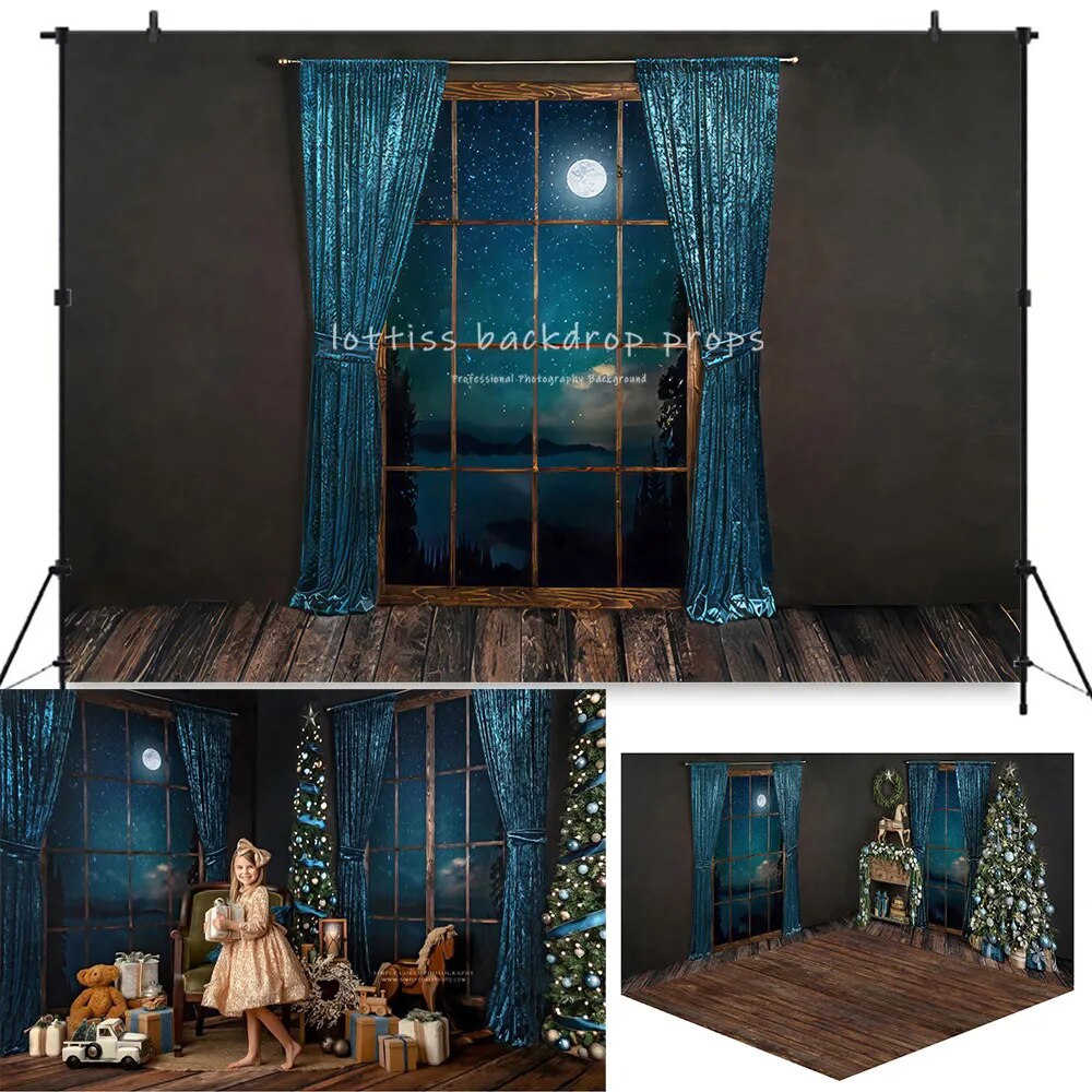 Christmas Living Room Backdrops Kids Adult Photography Child Baby Photocall Xams Fireplace Wondows Trees Background