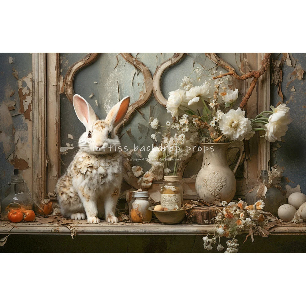 Spring Easter Bunny Garden Backdrops Kids Adult Photography Child Baby Photocall Retro Rustic Wall Flower Windows Backgrounds