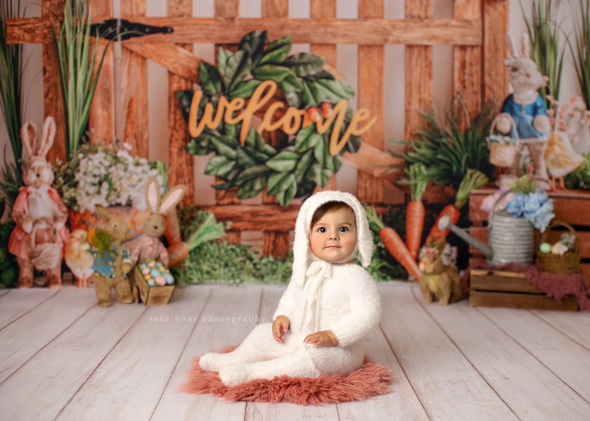 Easter Bunny Garden Backdrops Kids Child Photograpphy Props Baby Adult Birthday Cake Smash Decors Carrot Spring Backgrounds