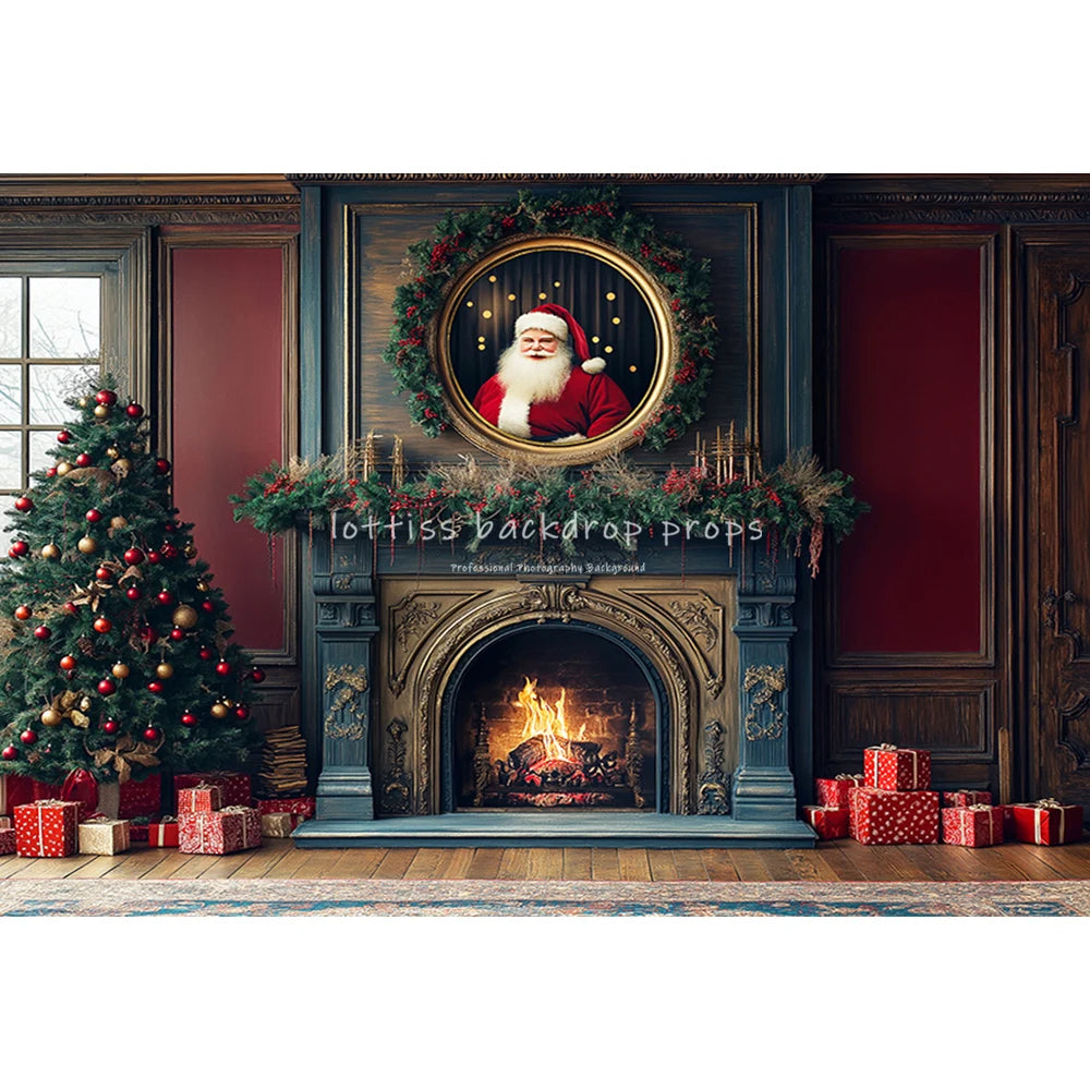 Santa Fireplace Living Room Backdrops Kids Adult Photography Child Baby Photocall Retro Castle Christmas Backgrounds