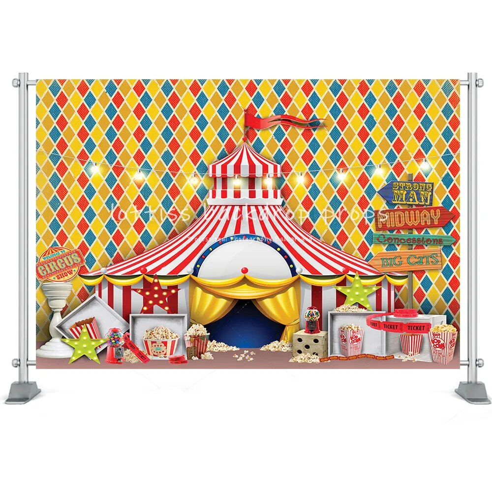 Toile de fond pour photographie de cirque, décor de fête d'anniversaire pour enfants, Portrait de nouveau-né, grande roue, arrière-plan pour Studio Photo 