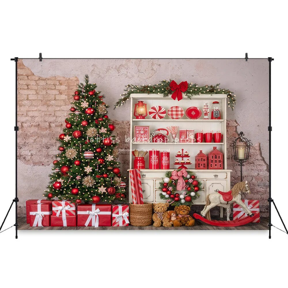 Christmas Barn Door Backdrops Kids Adult Photography Decors Baby Birthday Cake Smash Props Xmas Winter Background