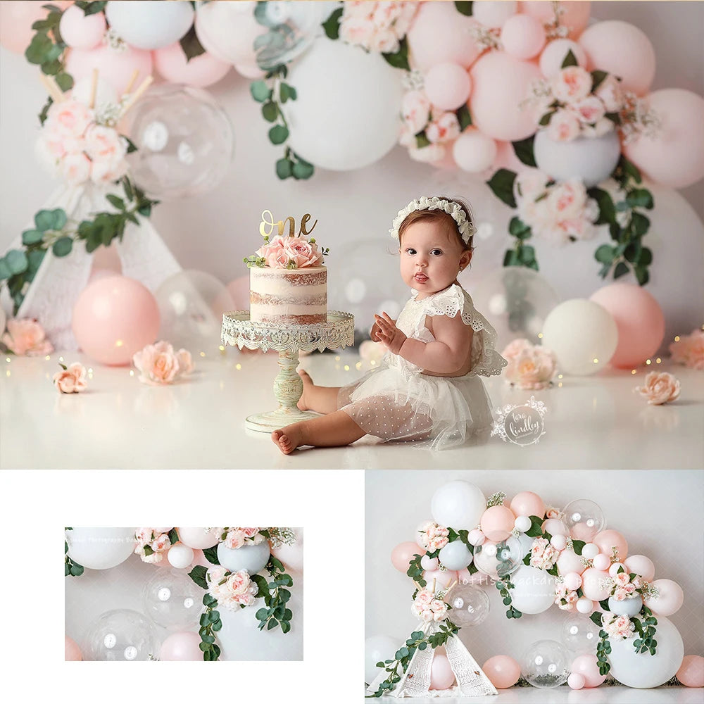 Precious Peonies Spring Floral Backdrops Kids Girl Cake Smash Photogrpahy Props Child Baby Birthday Photocall Decors Backgrounds