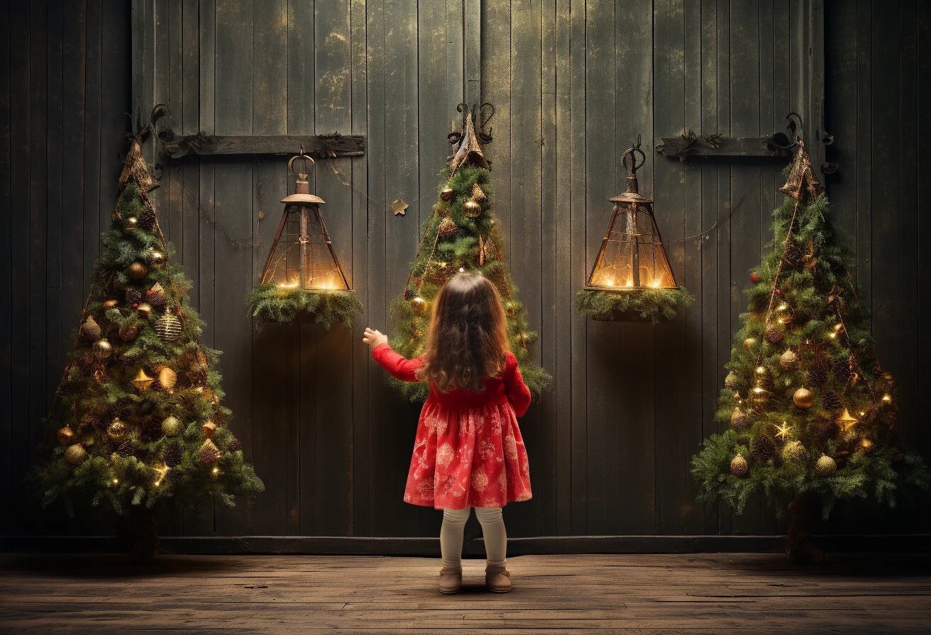 Christmas Tree Forest Scene Backdrops Kids Child Photography Props Child Baby Photocall Decors Xmas Tree Background