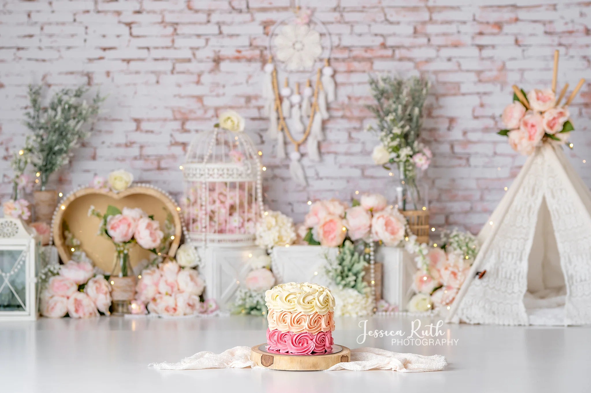 Creamy Floral Boho Spring Backdrops Kids Baby Photography Child Girl Cake Smash Photocall Decors Flower Garden Backgrounds