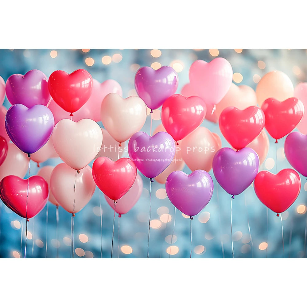 Love Balloons Wall Valentine's Day Backdrops Kids Adult Photography Child Baby Cake Smash Photocall Red Rainbow  Backgrounds