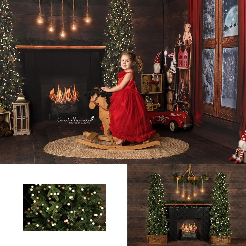 Cozy Fireplace Christmas Backdrop Kids Baby Birthday Photocall Decors Child Adult Family Photography Backgrounds