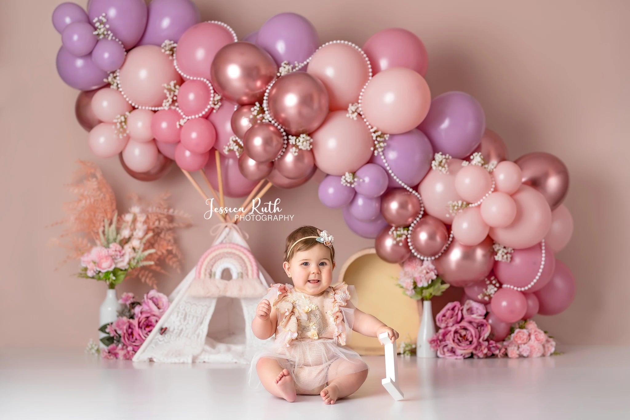 Blush Floral Dream Photography Backdrop Kids Baby Cake Smash Photocall Decor Floral Balloons Child Girls Adult Studio Background