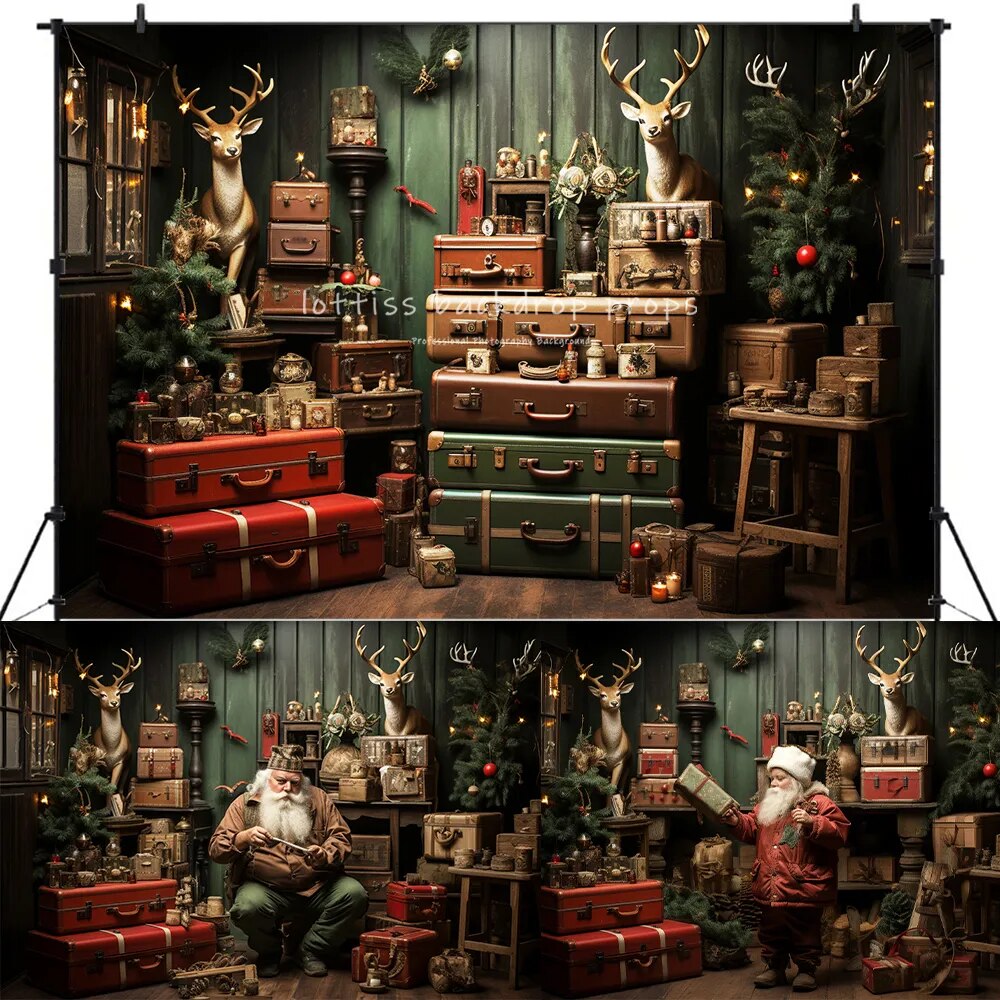 Christmas Deer Santas Room Backdrop Kids Adult Photography Props Child Baby Photocall Decors Xmas House Festival Background