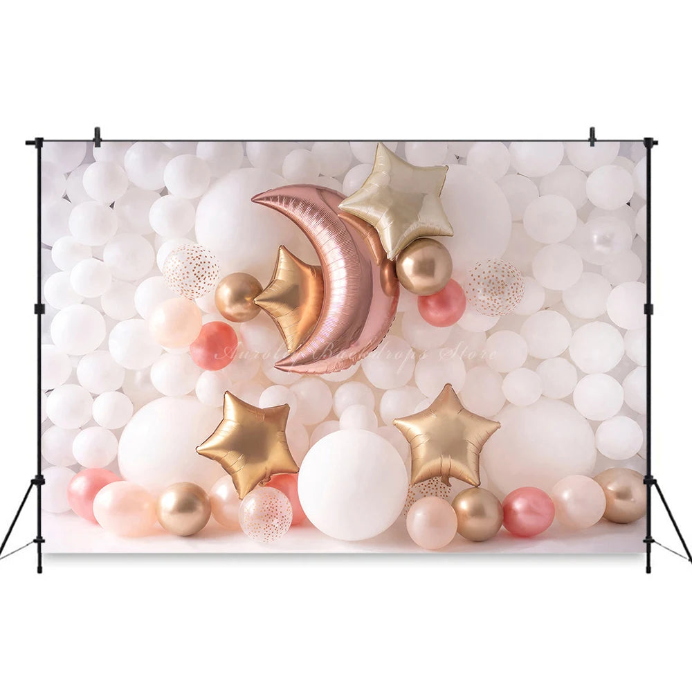 Balloon Garland Photography Backdrop Kids Baby Cake Smash Photocall Decors Boho Floral Balloons Child Adult Studio Backgrounds