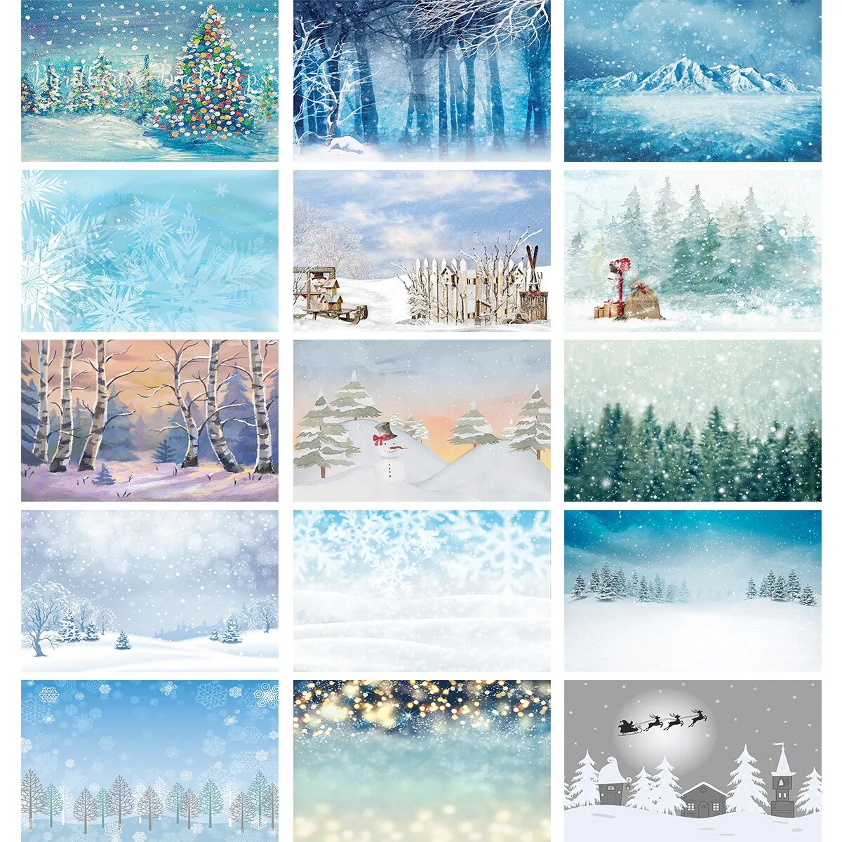 Winter Snowflake Photography Backdrop Wonderland Snow Forest Mountain Natural Landscape Festival Party House Decor Background