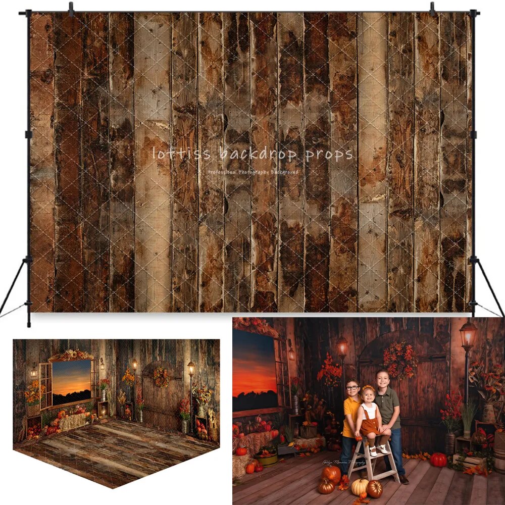 Fall Barn Door Backdrops Autumn Windows Kids Family Phtography Child Baby Birthday Photocall Halloween Background Props