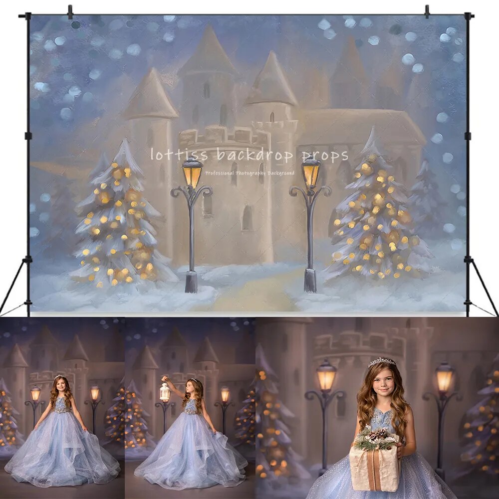 Hiver neigeux bonbons maison décors bébé enfants Portrait photographie enfant Photostudio hiver noël coeur maison avant arrière-plans 