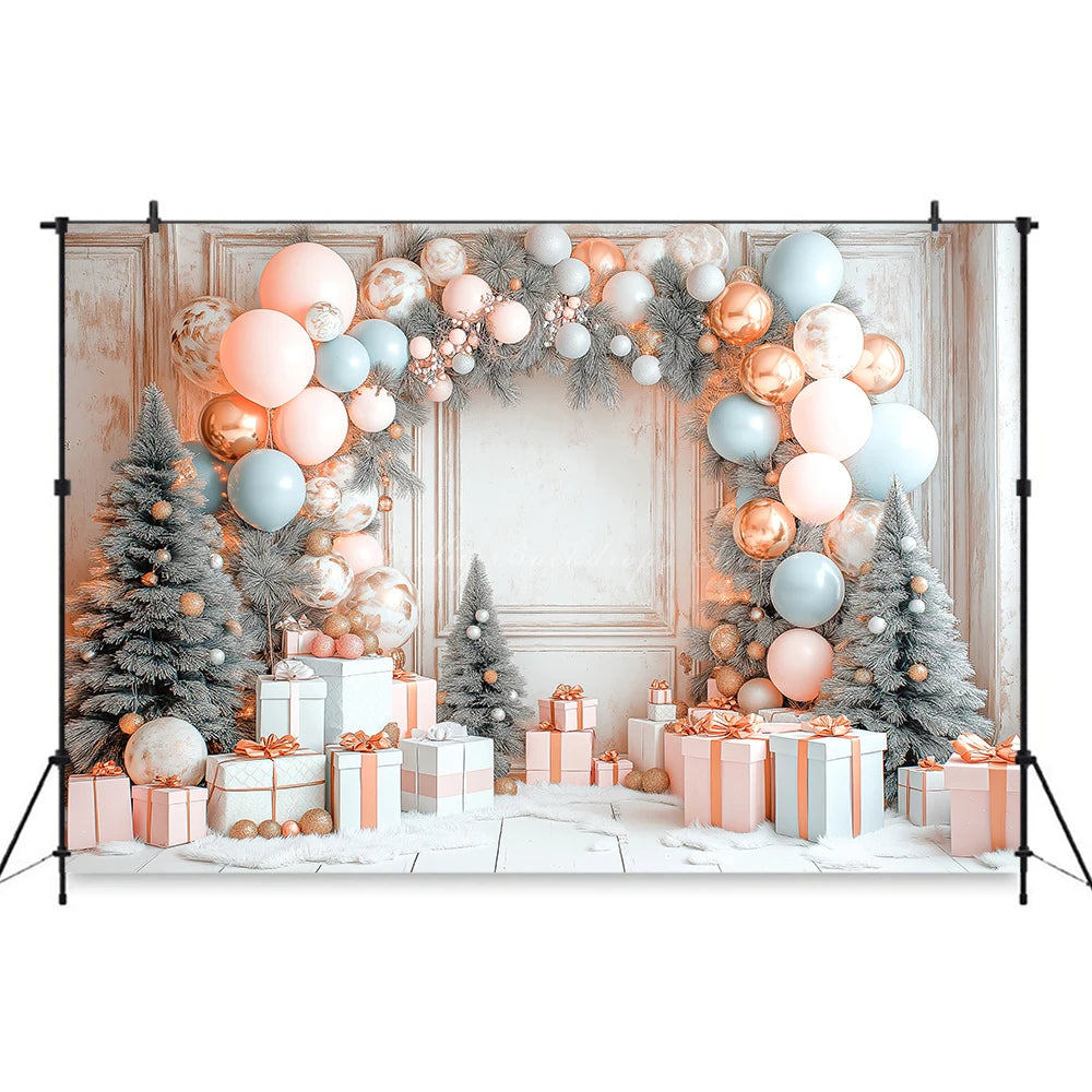 Christmas Theme Balloon Arch Photography Backdrop Kids Baby Cake Smash Photocall Decors Child Adult Birthday Photo Backgrounds