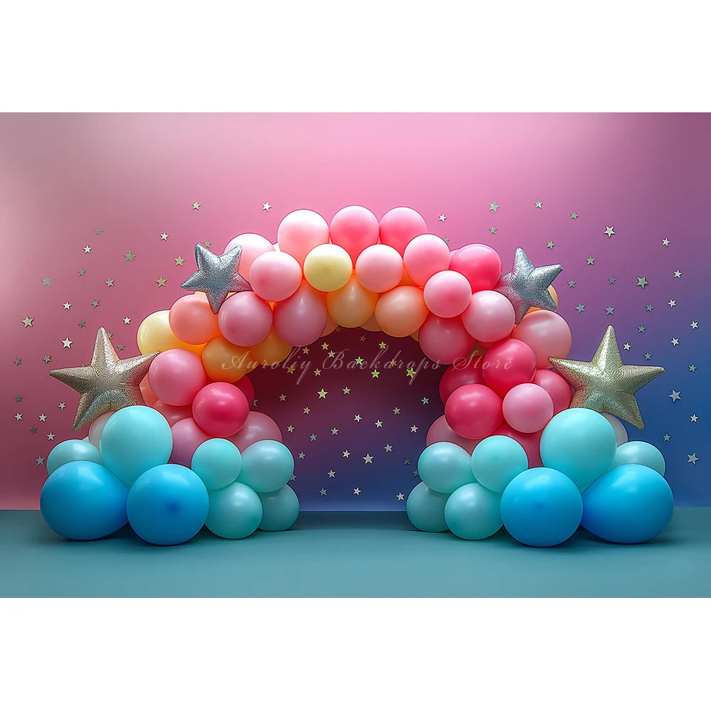 Pink Rainbow Balloons Photography Backdrop Kids Baby Cake Smash Photocall Decors Child Girls Adult Photo Shoot Studio Background