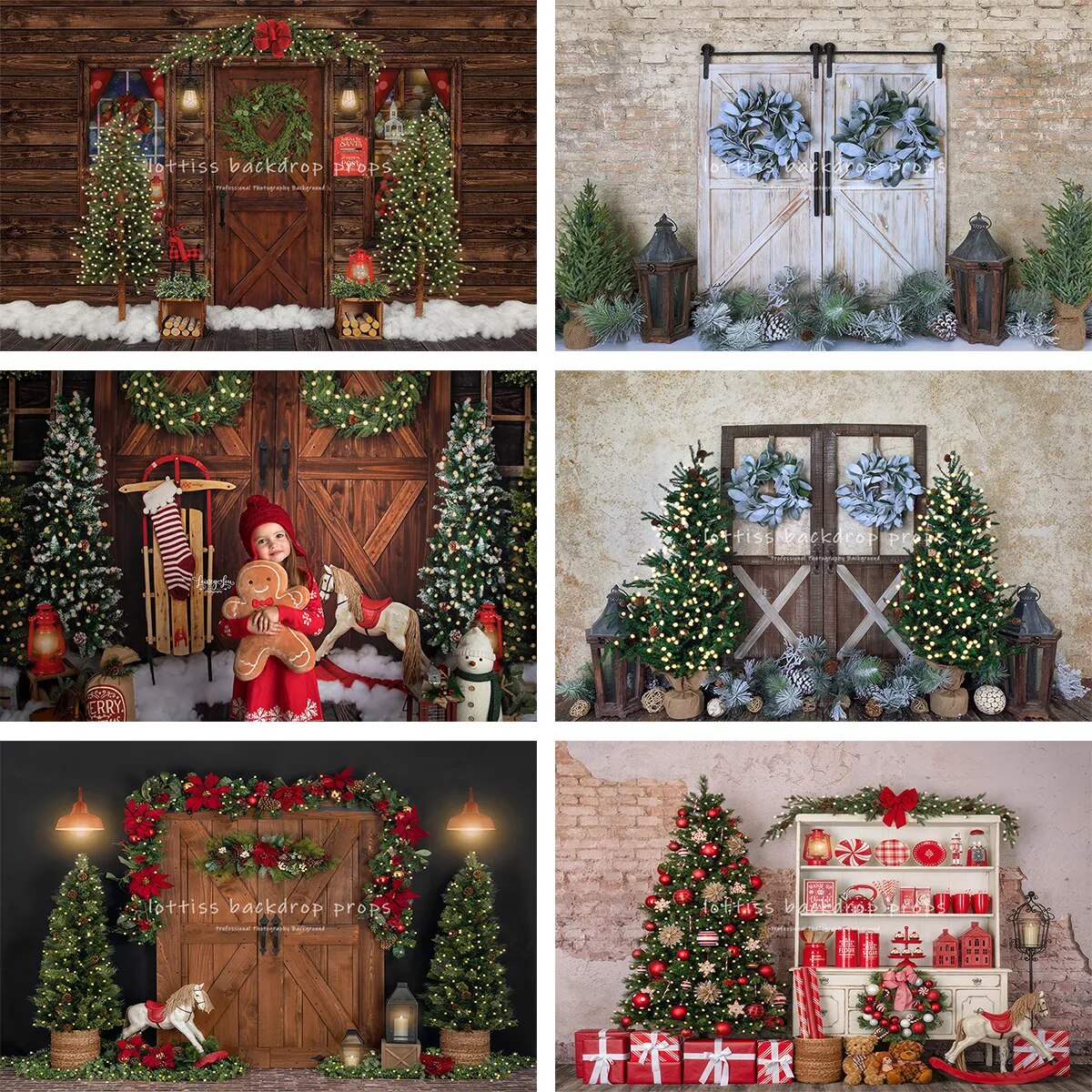 Christmas Barn Door Backdrops Kids Adult Photography Decors Baby Birthday Cake Smash Props Xmas Winter Background