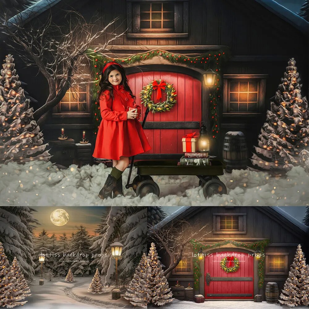 Snowy Merry Christmas Barn Backdrops Kids Adult Photography Child Baby Winter Photocall Birthday Festival Christmas Background