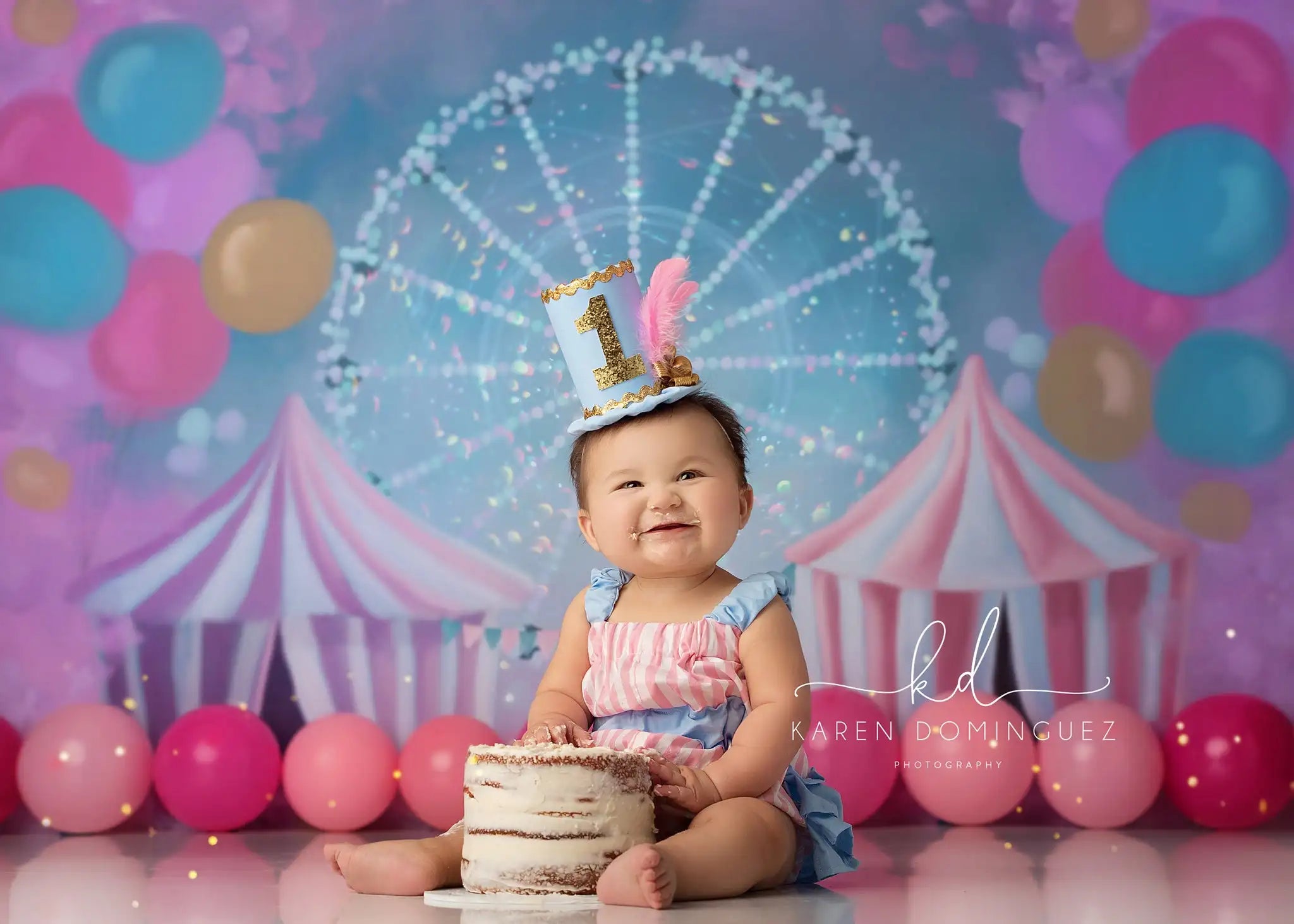 Funfair Ferris Wheel Photography Backdrop Circus Balloons Child Girls Birthday Photocall Decors Kids Baby Cake Smash Backgrounds