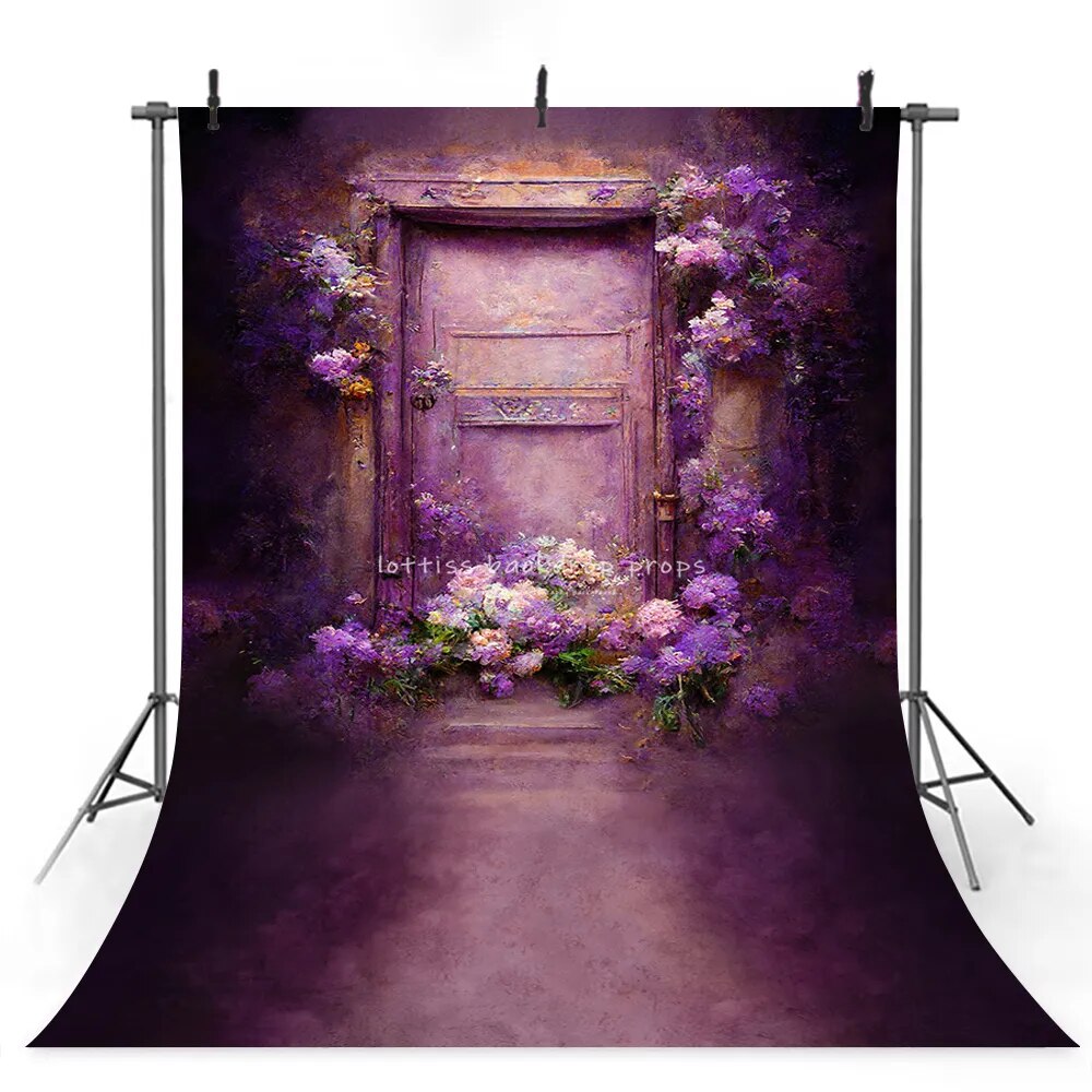 Floral Magical Porch Door Backdrops Kids Girl Photography Child Baby Spring Garden Pink Rose Flower Photocall Background