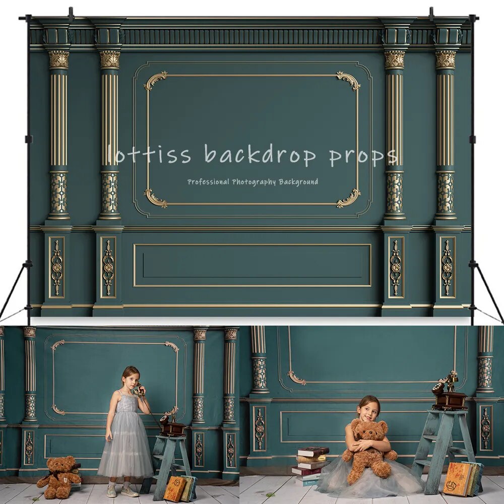 Arrière-plan de photographie murale classique, Vintage, salle de château, motif sculpté, arrière-plan mural, accessoires de Portrait de famille pour fête prénatale adulte 