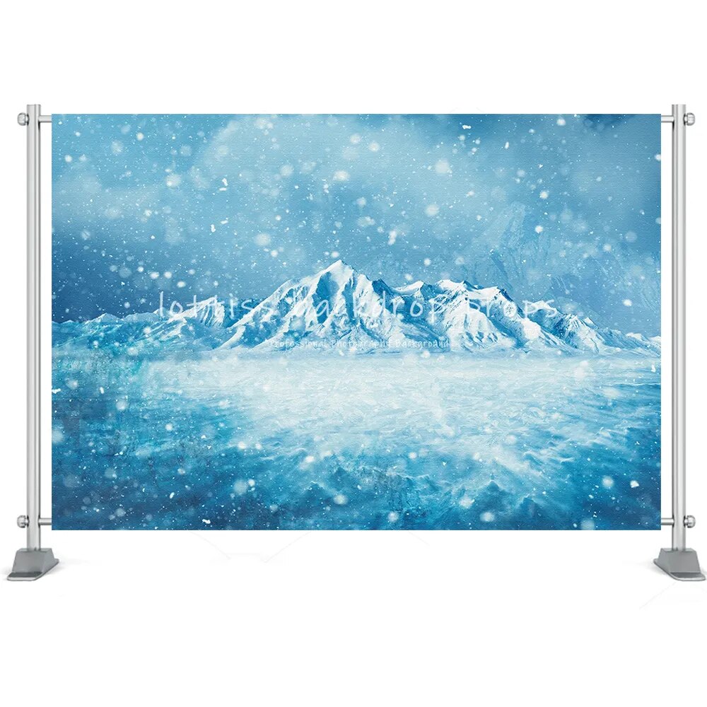 Winter Snowflake Photography Backdrop Wonderland Snow Forest Mountain Natural Landscape Festival Party House Decor Background