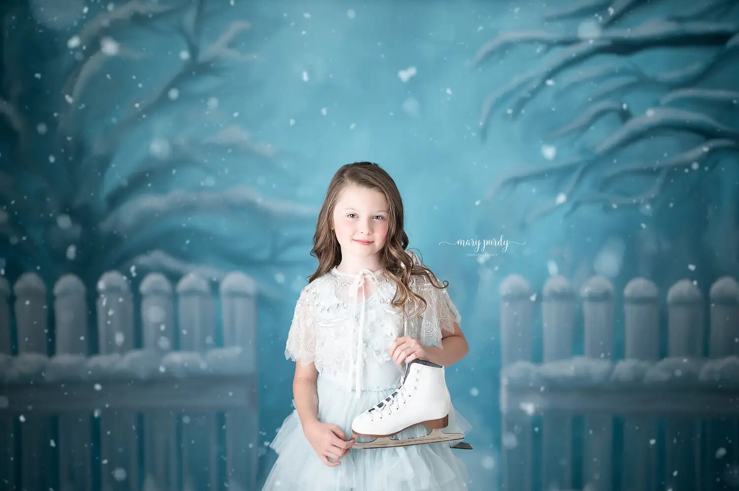 Winter First Frost Backdrops Kids Girl Portrait Photocall Photostudio Props Xmas Snowflake Frozen Trees Background