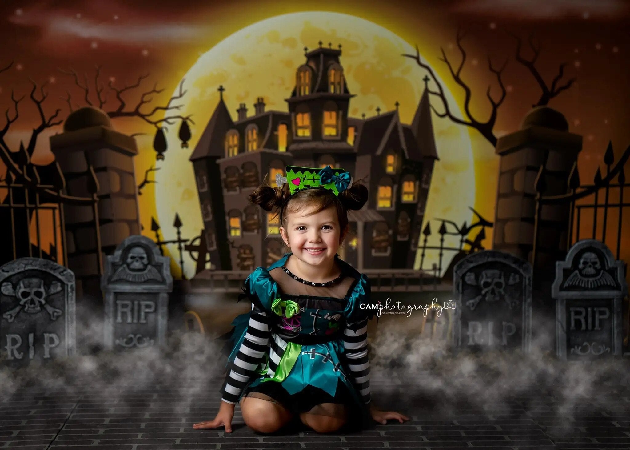 Halloween Cemetery Ghost House Backdrop Kids Adult Party Props Child Baby Birthday Cake Smash Photography Decors Background