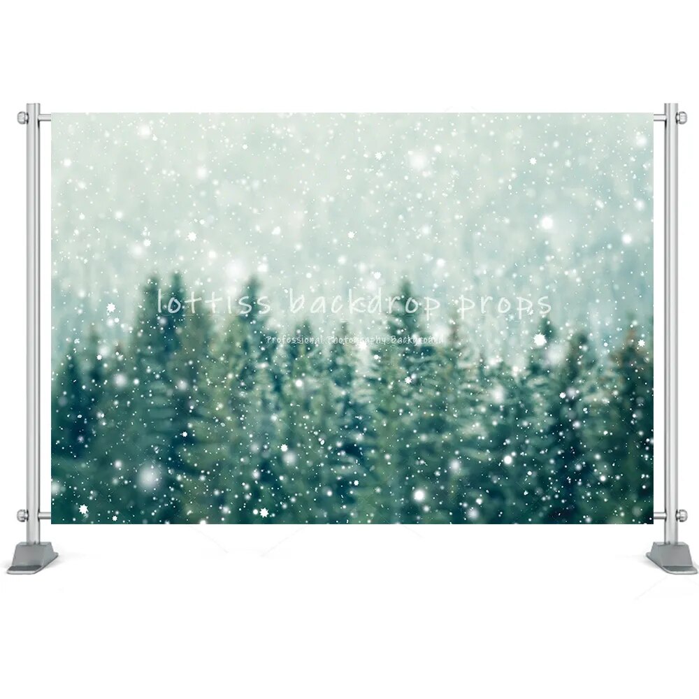 Winter Snowflake Photography Backdrop Wonderland Snow Forest Mountain Natural Landscape Festival Party House Decor Background