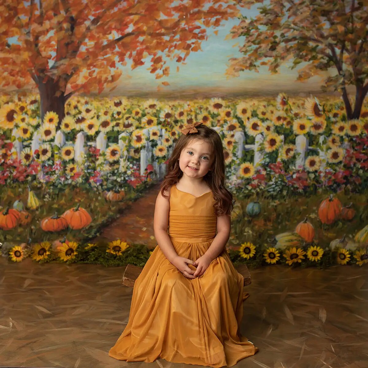 Autumn Sunflower Field Backdrops Kids Baby Phtography Props Adult Child Photocall Halloween Pumpkin Lantern Farm Background