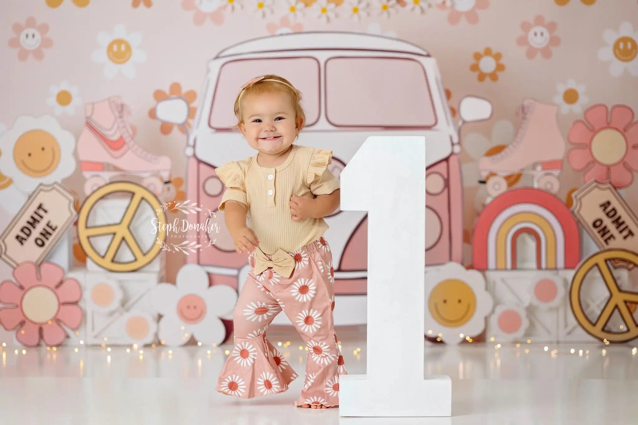 Spring Floral Bus Backdrops Kids Baby Photography Props Child Adult Photocall Decors Flower Cake Smash Birthday Backgrounds