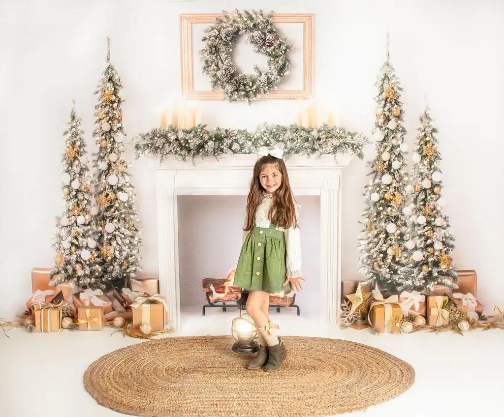 White Christmas Mantle Photography Backdrop Kids Baby Cake Smash Photocall Decors Girls Adult Birthday Studio Backgrounds