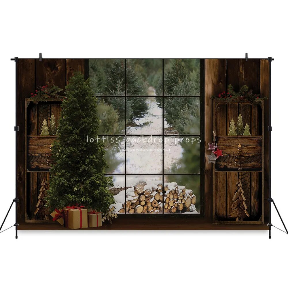 Christmas House Backdrops Fireplace Family Photocall Child Baby Photostudio Props Girl Photography Xmas Street Background