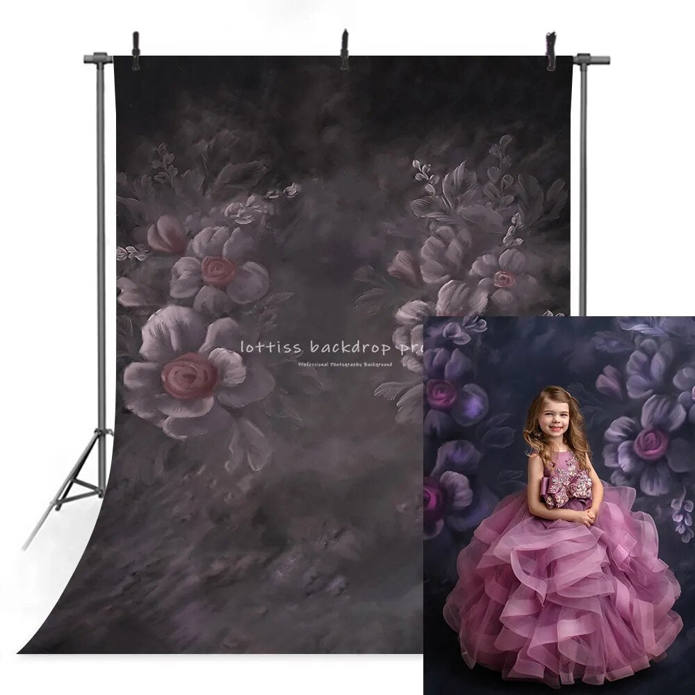 Girl Flower Photography Backdrop Hand Painting Floral Background Adult Pregnant Baby Child Portrait Photoshoot Studio Props