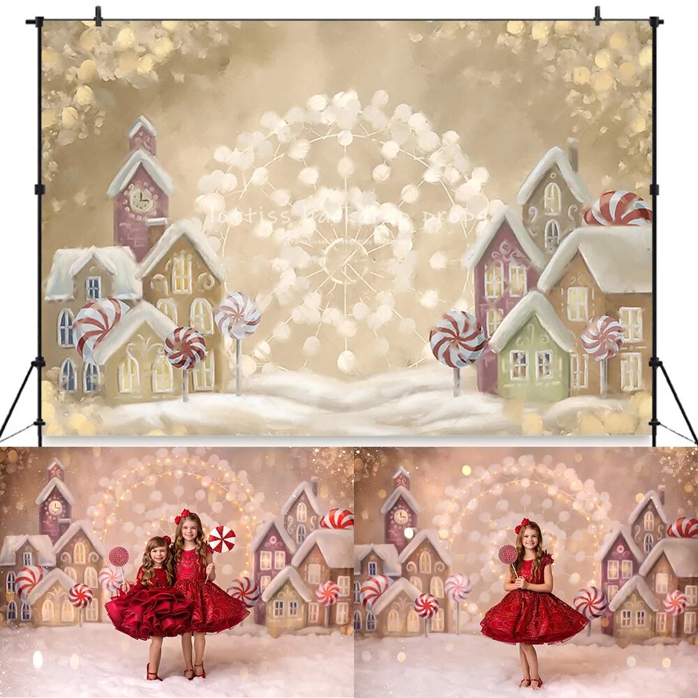 Winter Snowy Shimmer Xmas Trees Backdrops Kids Baby Photocall Portrait Photography Christmas Snowflake Forest Background