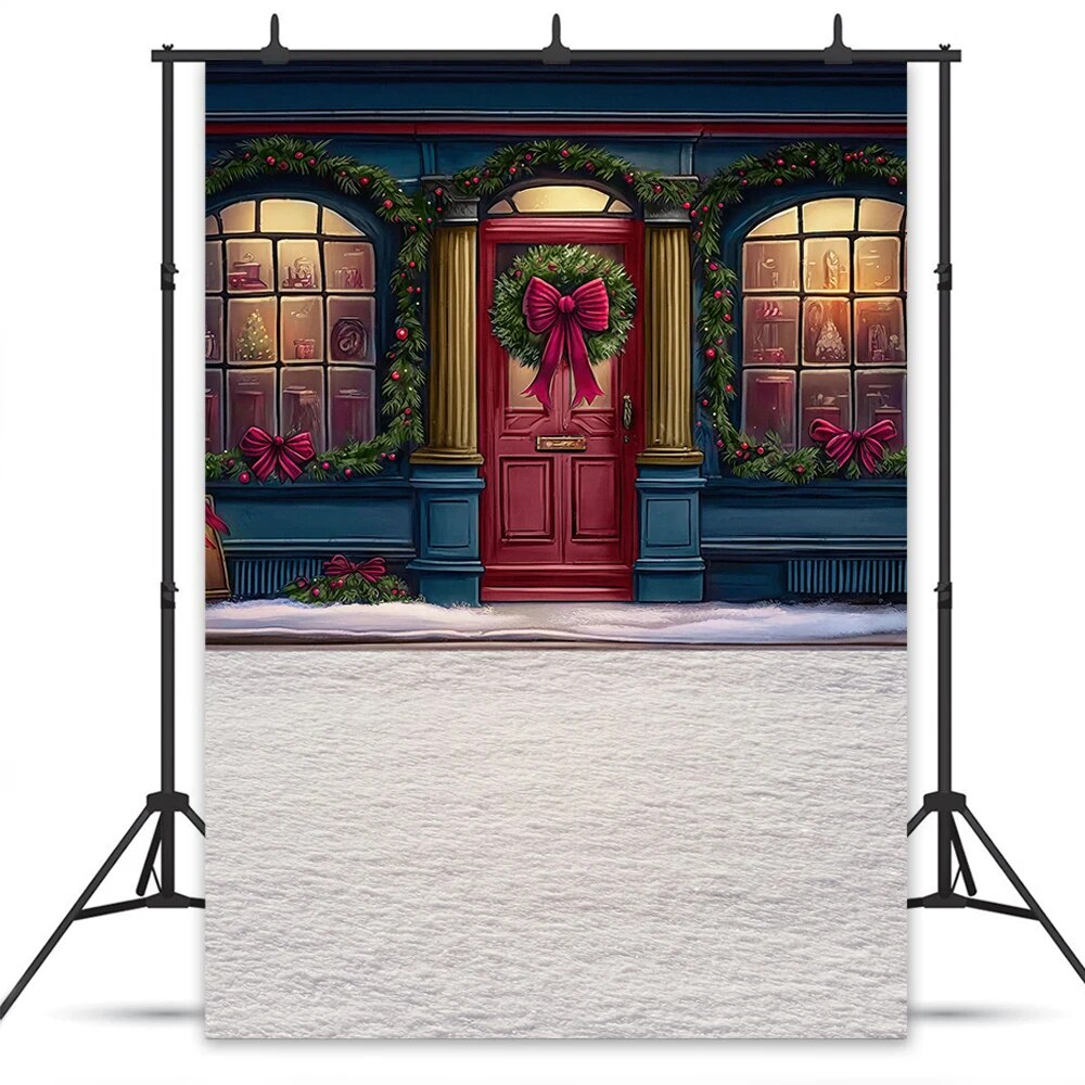 Wintertime Shop Backdrops Xmas Kids Baby Photography Props Child Adult Photocall Decors Winter Store Front Snowflake Background