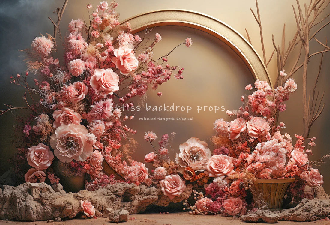 Spring Floral Arch Backdrops Kids Baby Photography Child Adult Photocall Rose Wooden Circus Garden Backgrounds